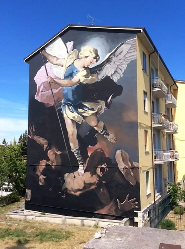 Murale riproducente San Michele di Luca Giordano, autore: Andrea Ravo Mattoni - Image 1