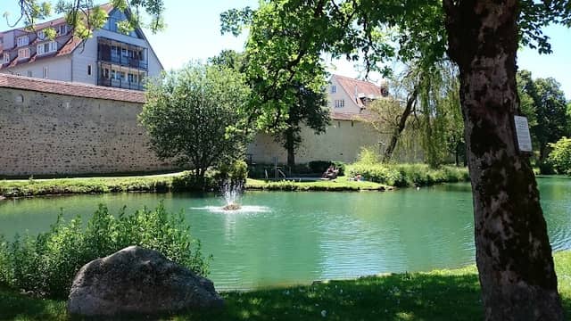 Grabenweiher mit Wasserfontäne - Image 1