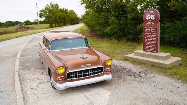 Historic Route 66 Ribbon Road - Sidewalk Highway marker - Image 1