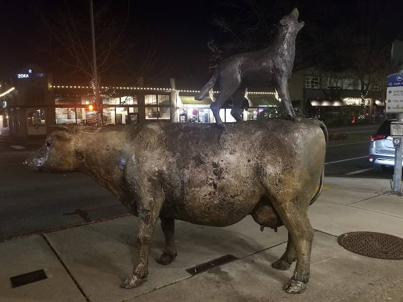 Cow And Coyote Statue - Image 1
