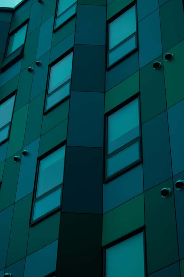 Teal Geometric Facade, Downtown Pittsburgh