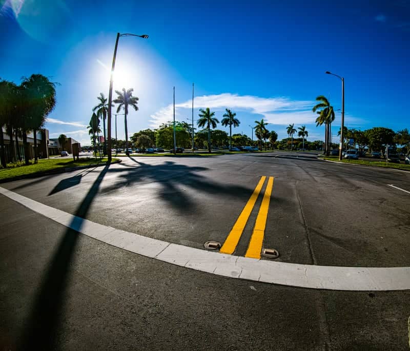 Sunrise Palm-Lined Intersection - Image 1